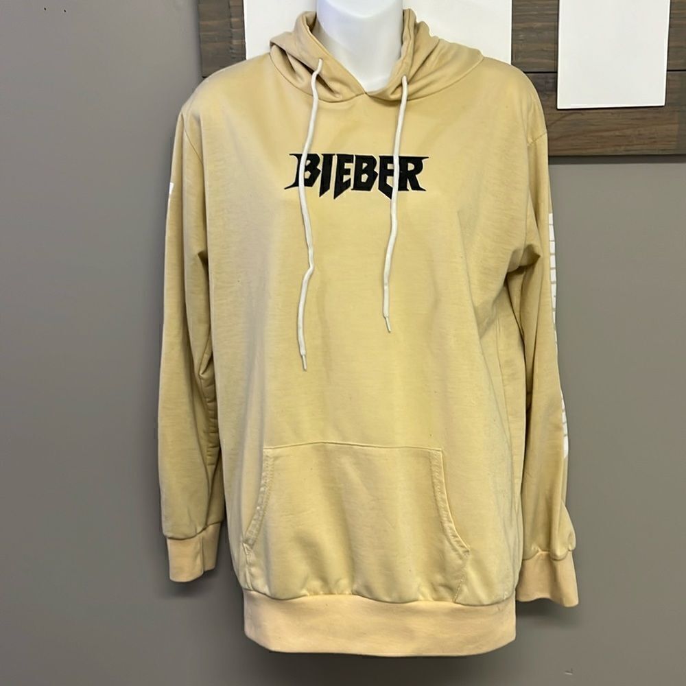 Justin Bieber Tan Purpose World Tour Hoodie with Kangaroo Pocket- Large